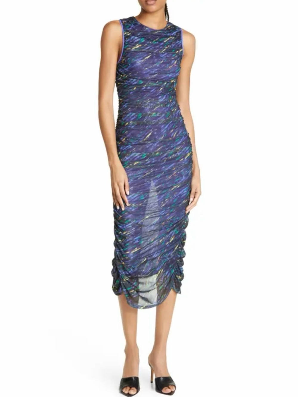 Rotate Birger Christensen Mesh
Ruched Midi Ruched Dress Blue Small $300